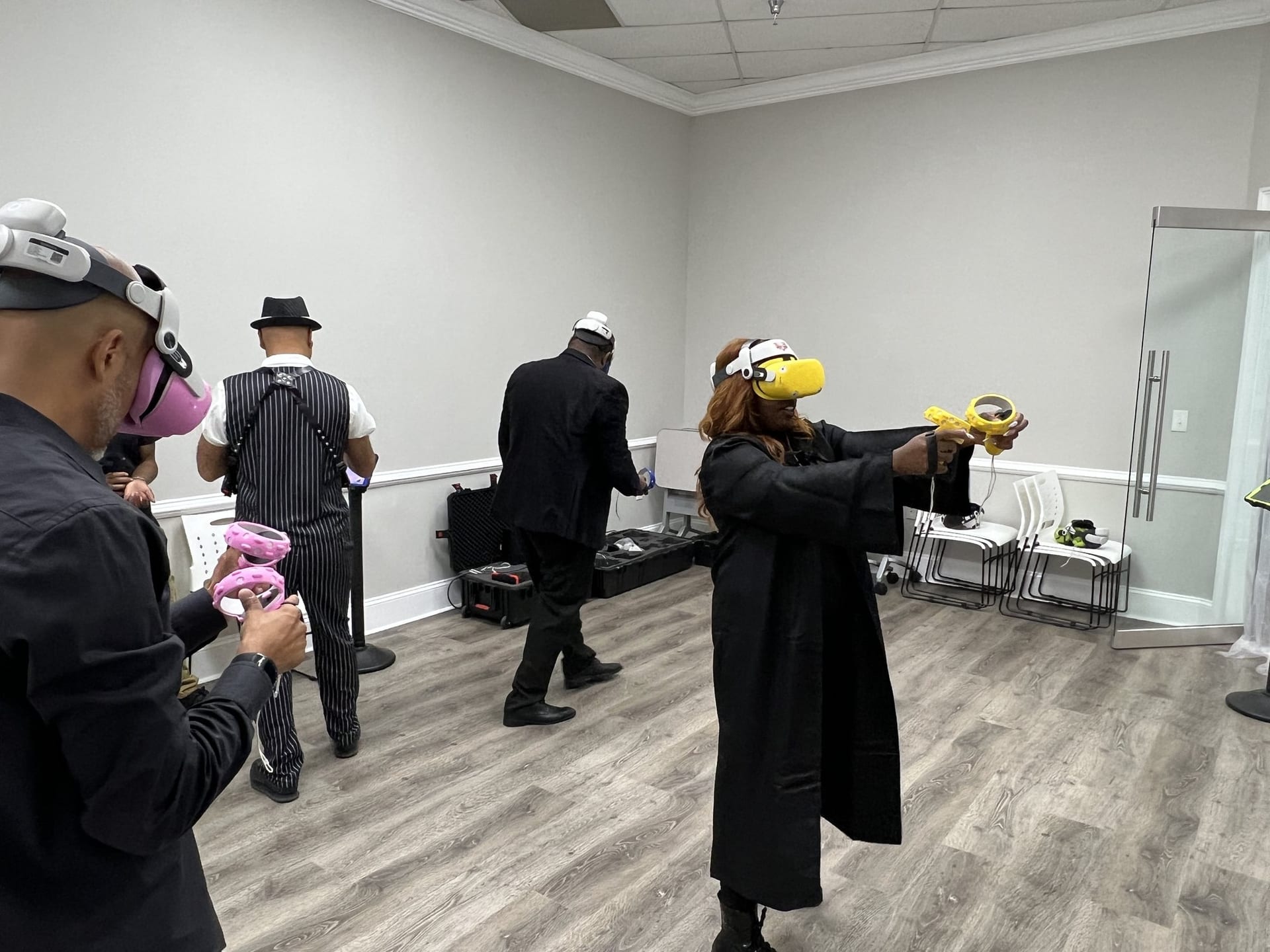 A player in a Meta Quest headset at a Next Level Gaming VR session in the DMV